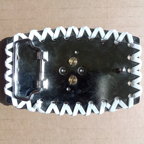 Vintage Playboy Bunny Belt Buckle White Leather Gold with Crystals - Picture 3 of 16